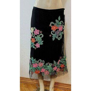 VTG ANNE ELISABETH MIRABELLE WOMEN'SLACE CHIFFON EMBROIDERY  SKIRT SIZE M  # 341